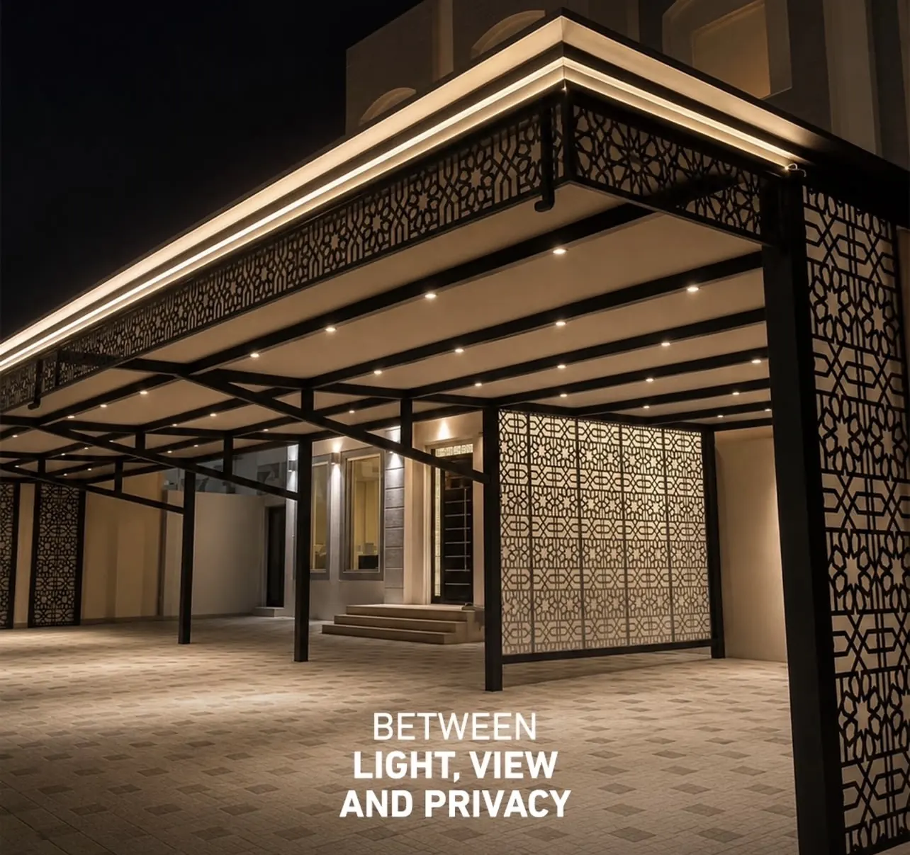 مظلة مواقف بإضاءة LED ديكورية - مظلات مواقف السيارات الكويت